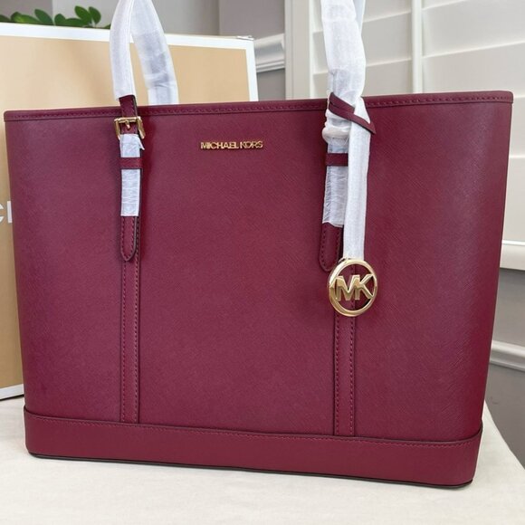 Michael Kors Large Jet Set Burgundy Safianno Leather with Gold Hardware - Picture 10 of 10
